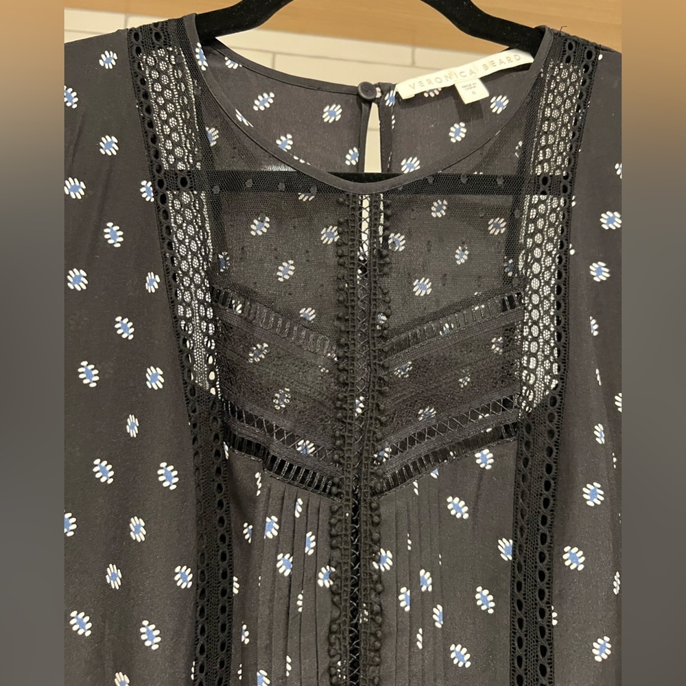 Veronica Beard Jasmine Silk Boho Dress. Lace and Macrame insets. EUC! - Picture 13 of 16